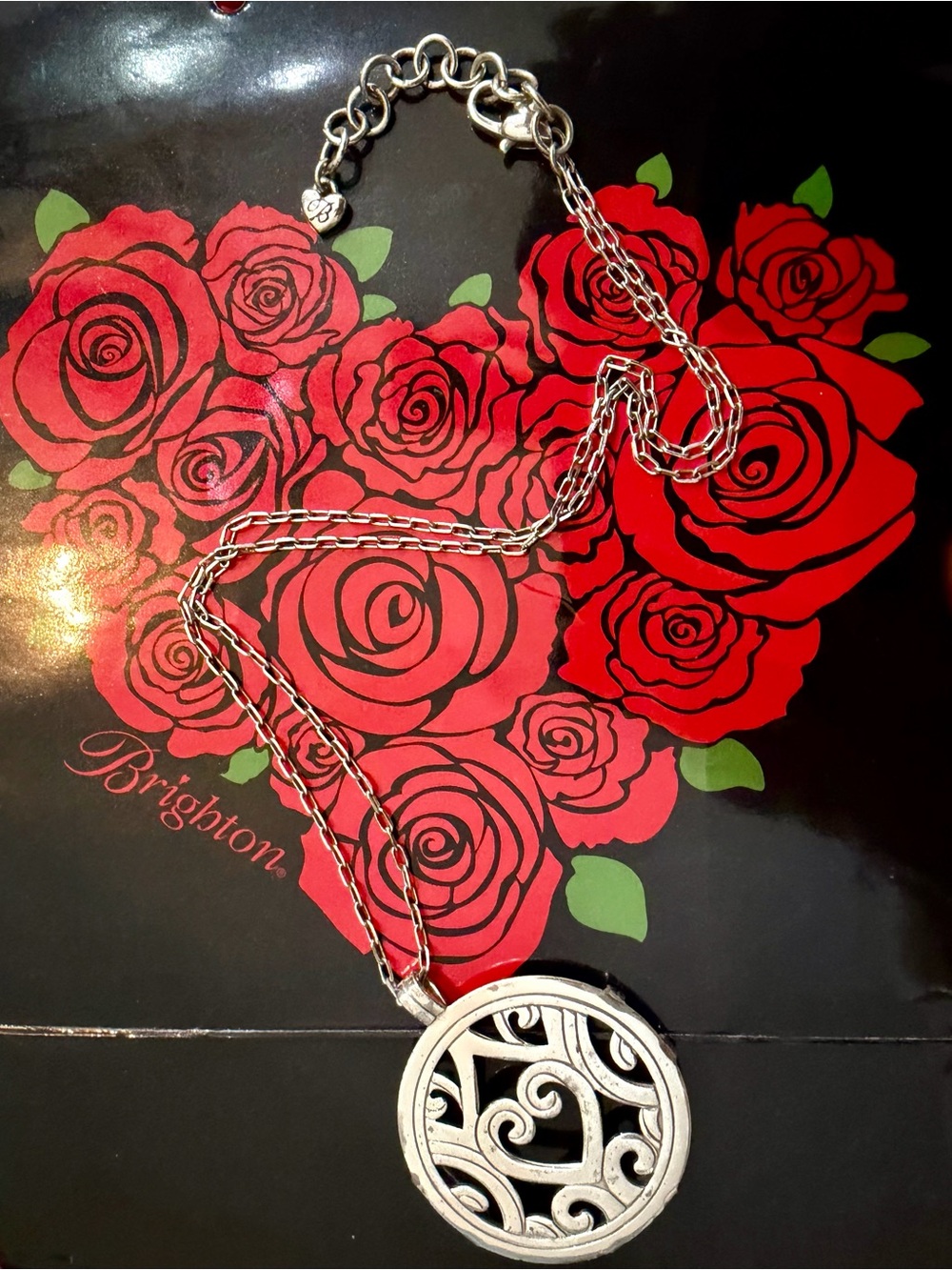 Brighton Silver Filigree Heart Pendant Necklace